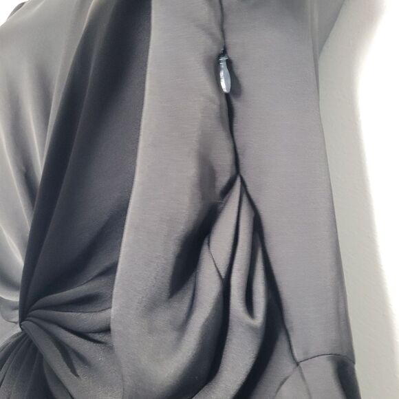 Express black satin twist front office siren classic workwear size large - Picture 5 of 9
